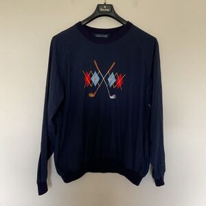 VTG Sunderland of Scotland Mens Sz XXL Golf Embroidered Argyle Windbreaker Navy